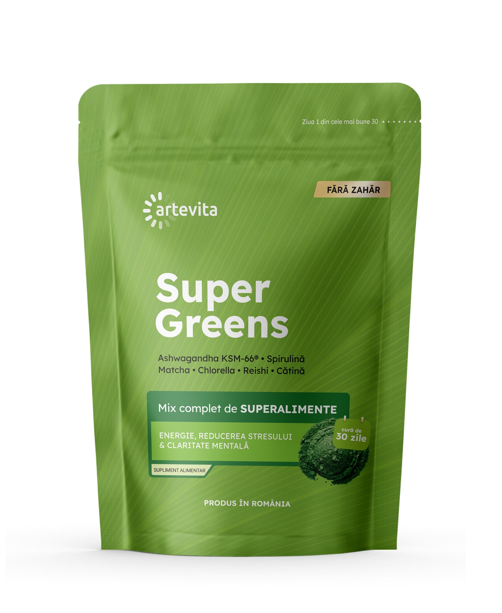 Super Greens — Energie, reducerea stresului & claritate mentală · Fără zahăr