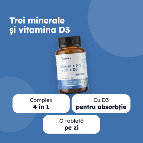 Calciu + Mg + Zn + D3 — beneficii principale