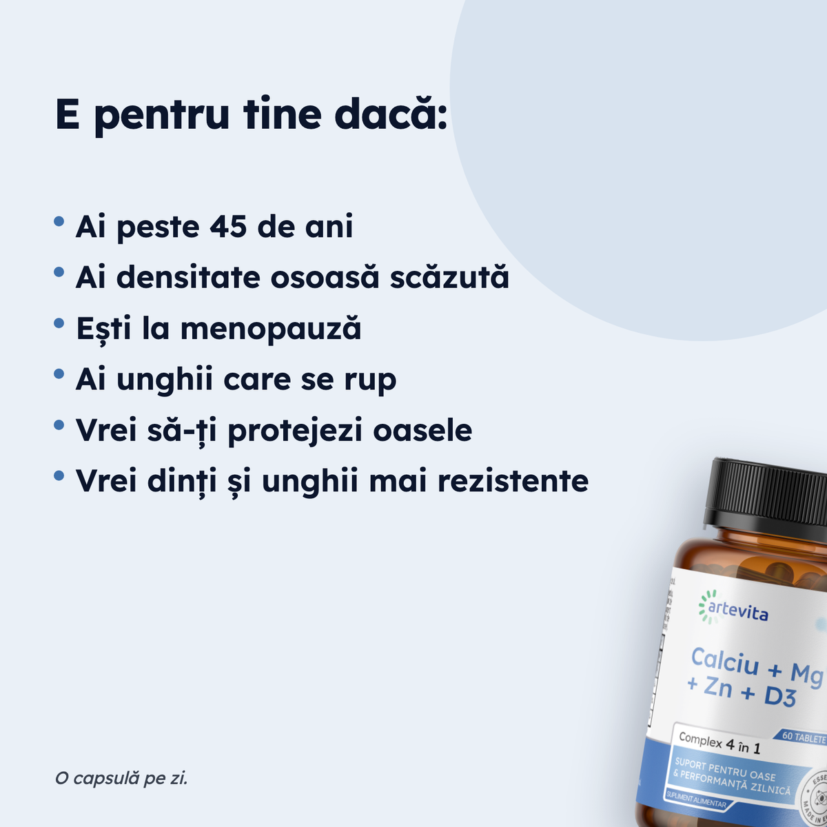 Calciu + Mg + Zn + D3 — pentru cine este potrivit