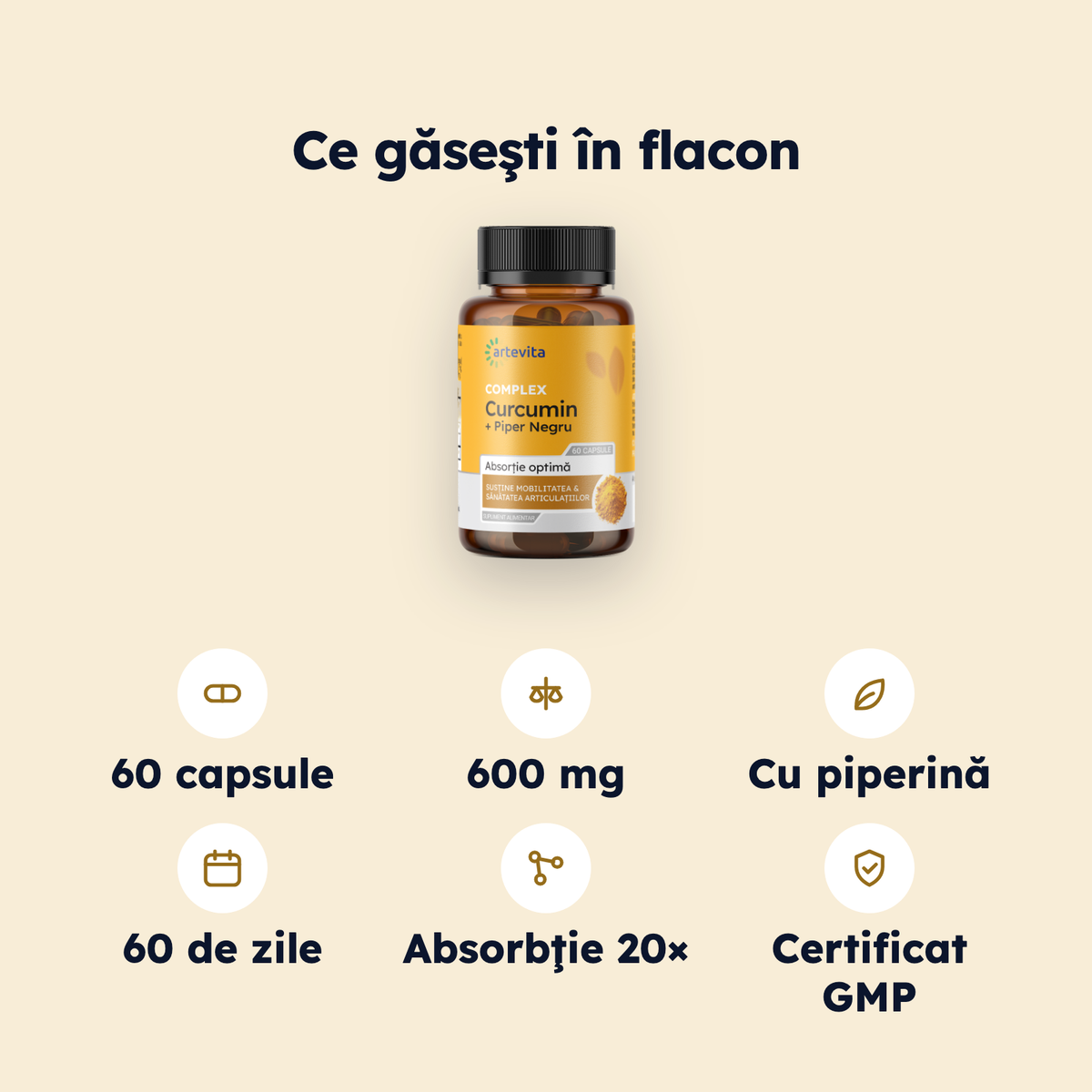 Curcumin + Piper Negru — specificaţii şi conţinut