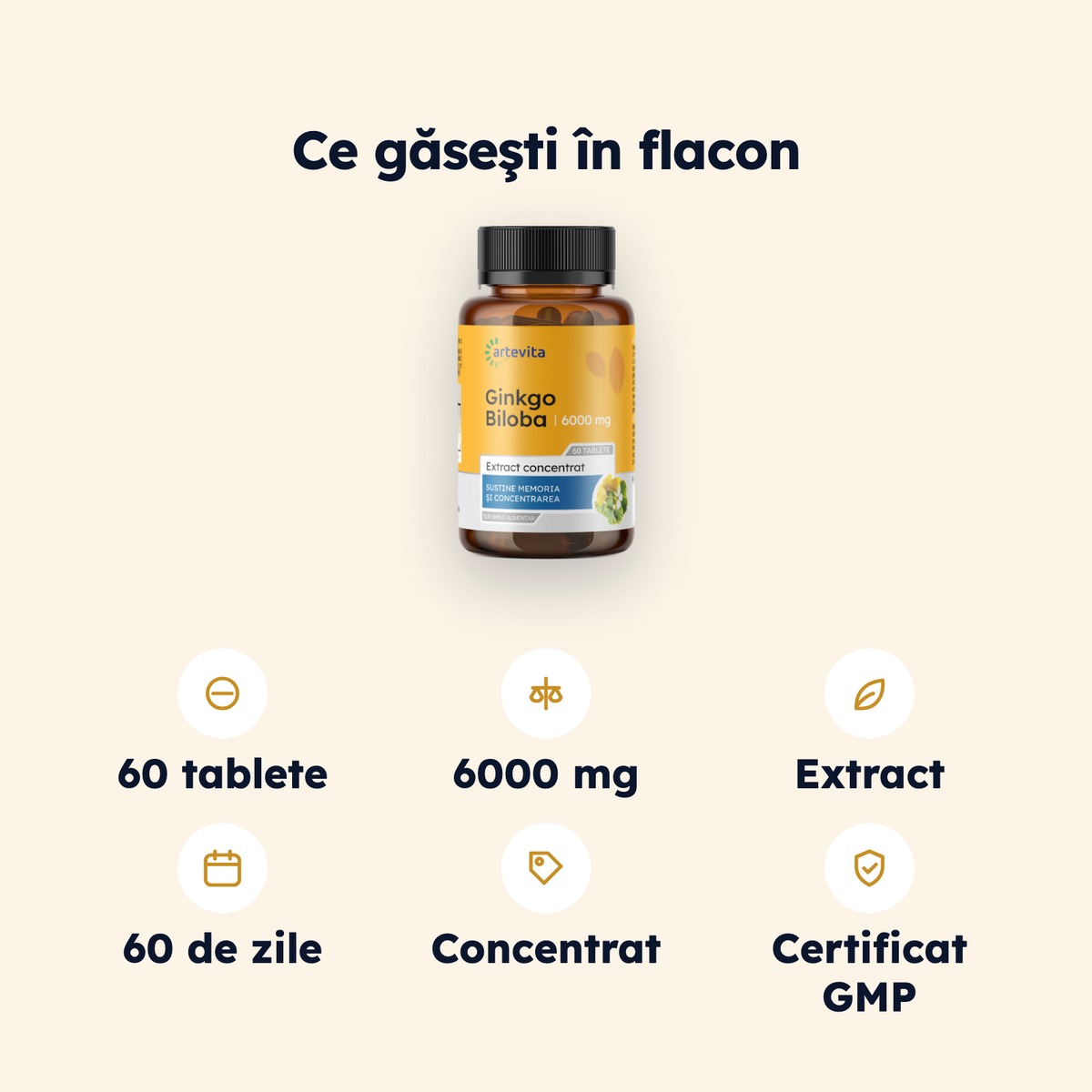 Ginkgo Biloba — specificaţii şi conţinut