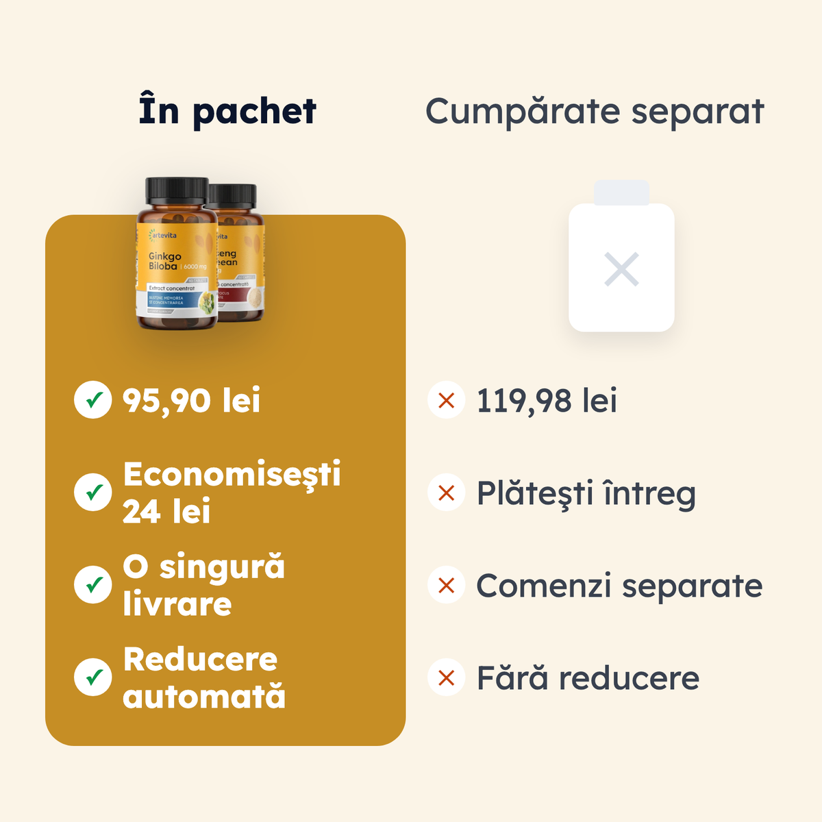 Pachet Focus și Memorie — comparaţie de formă