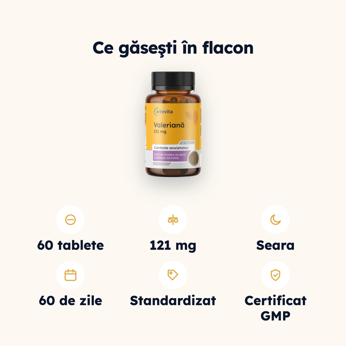 Valeriană — specificaţii şi conţinut